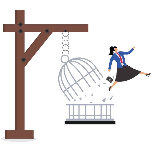 istock Businesswoman successfully unlocked and escaped from the cage 2150661259
