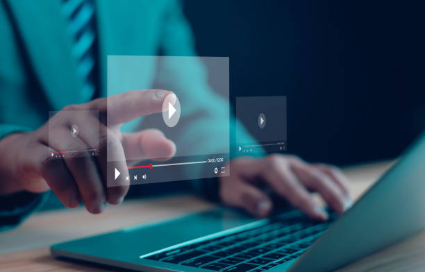istock Businessman watching online live stream, live streaming video on internet, digital multimedia player concept. 2150661427