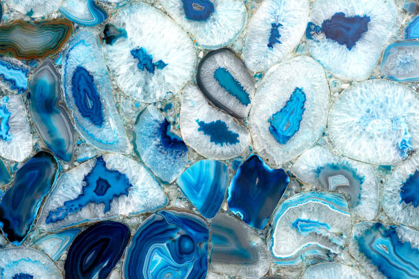 istock Amazing Colorful Blue Agate Crystal cross section background. 2150663700