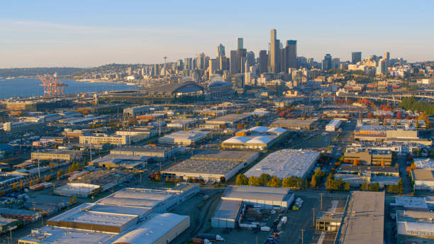 istock View of cityscape at sunset 2150664314
