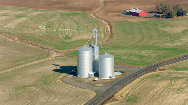 istock View of grain silos on farm 2150664397