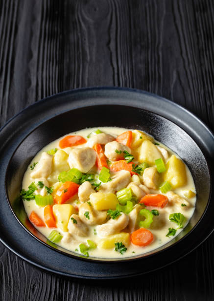 istock Knoephla soup, german dumpling soup in a bowl 2150665703