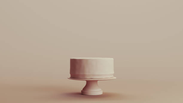 istock Big cake bakery neutral backgrounds soft tones beige brown background clay sculpt 2150666931