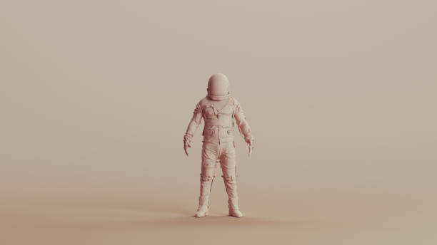 istock Spaceman astronaut cosmonaut neutral backgrounds soft tones beige brown background clay sculpt 2150666934