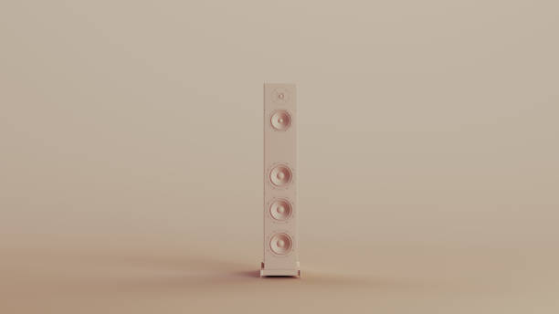 istock Speaker tall slim music audio technology neutral backgrounds soft tones beige brown 2150668984