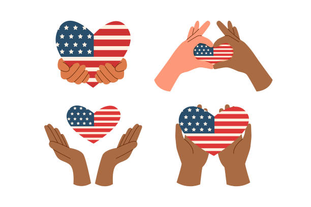istock Set of hands with flags in shape of heart1 2150669192