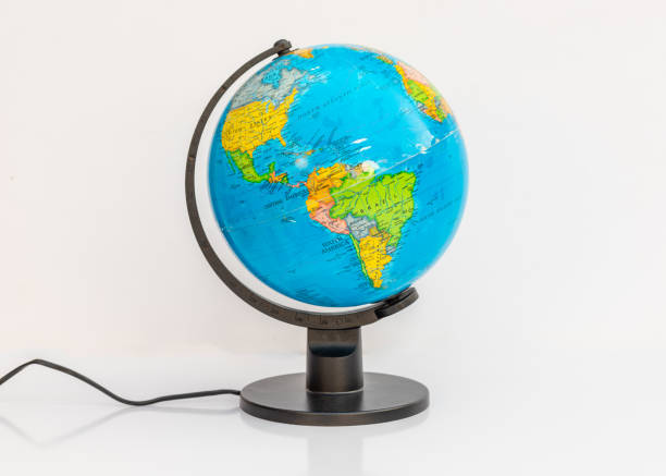 istock Vibrant world globe maps for travelers and explorers isolated on white background 2150669469