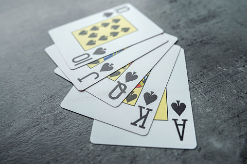 Set of spade playing cards isolated on white background.