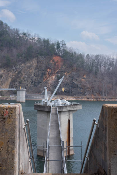 istock Hydroelectric facility intake gate tower at Watauga Dam from the Appalachian Trail. 2150671249