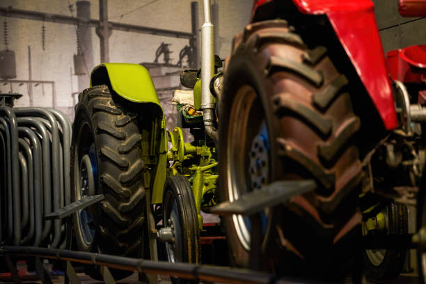 Close-up of a large farming tractor