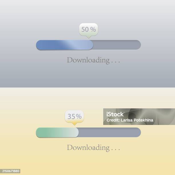 Vector Illustration Loading Bar Set Modern Web Downloading Element ...