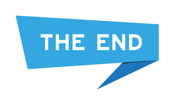 istock Blue color speech banner with word the end on white background 2150672842
