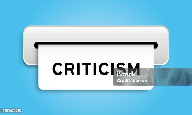 Criticism Machine Symbol White Coupon Banner With Word Criticism From Machine On Blue Color ...