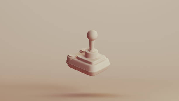 istock Joystick controller retro gaming device neutral backgrounds soft tones beige brown background 2150673727