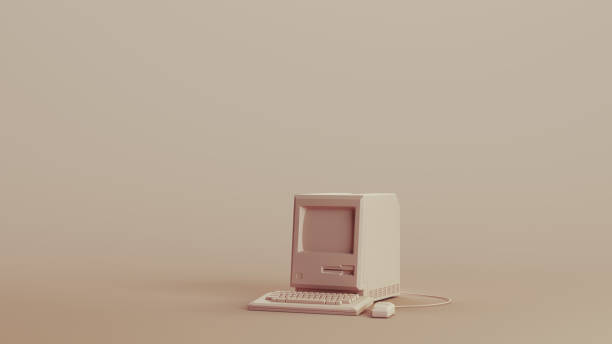 istock Vintage desktop computer keyboard technology neutral backgrounds soft tones beige brown background left view 2150674007