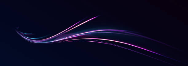 istock Abstract energy in the form of stripe, arc, curl and zigzag in neon colors with light effect. 2150676167