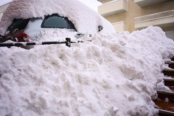 istock Winter and deep snow in a city. 2150676857