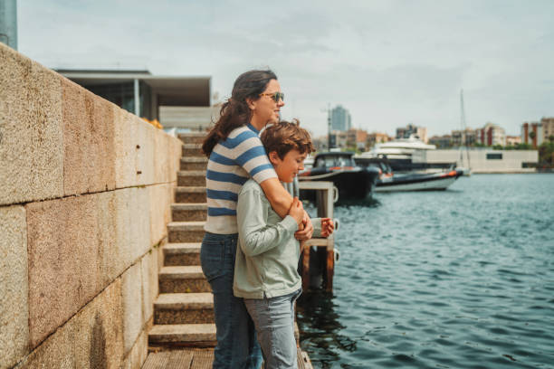 istock Mother with her son at seaport 2150679161