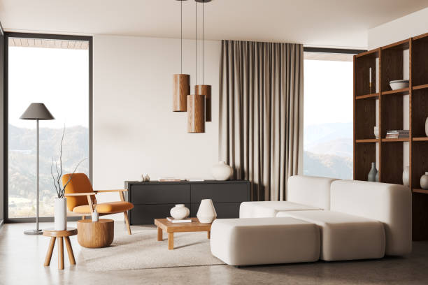 istock White living room interior with couch and armchair 2150679679