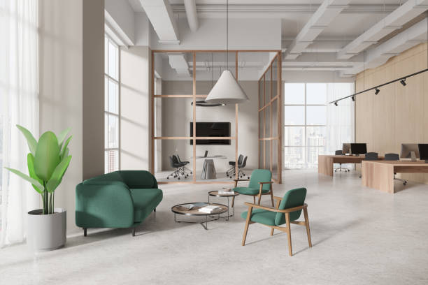 istock Beige office waiting room interior 2150679717
