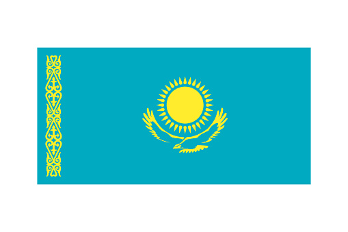 flag of Kazakhstan, Kazakh flag in 1 to 2 proportion, vector design element on a white background