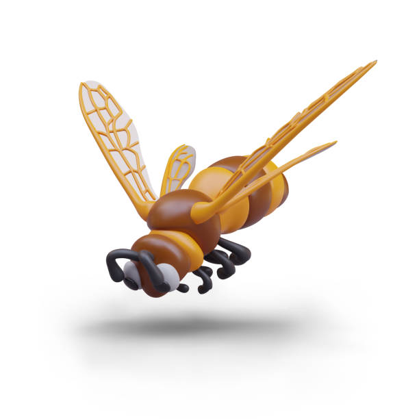 istock Colorful 3D hornet flies down. Dangerous stinging insect. Flying small predator 2150682297