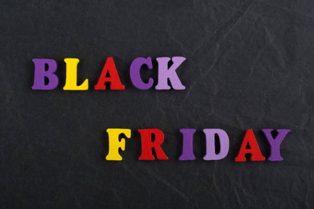 istock BLACK FRIDAY word on black board background composed from colorful abc alphabet block wooden letters, copy space for ad text. Learning english concept. 2150683075