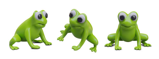 istock Collection with frog in different positions. Cartoon character sitting and ready to jump 2150685747