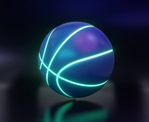 istock Basketball 3d icon with clipping path on dark background 2150687084
