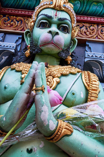 Statue outside the Sri Krishnan Temple, a very old South Indian temple in Waterloo Street. Singapore.
