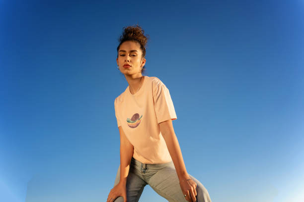 Stylish Woman Under Clear Sky