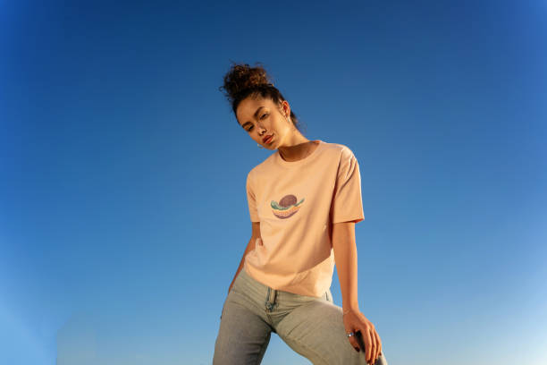 istock Fashionable Woman Under Clear Sky 2150688556