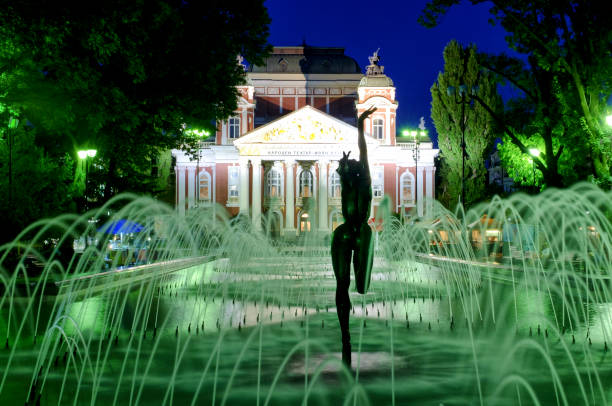 Fountain in front of the Ivan Vazov National Theatre, Sofia, Bulgaria
