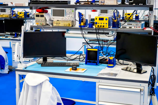 istock Innovative design. The engineer works at the computer. Science Lab. Laboratory with research equipment. Researcher. Research laboratory. New technologies. 2150691007