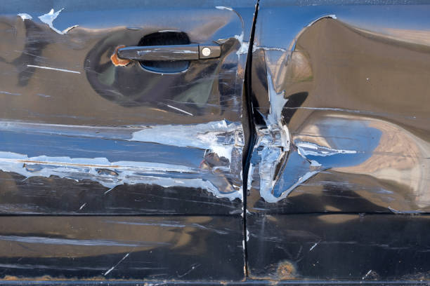 istock Car doors damaged in an accident 2150694063