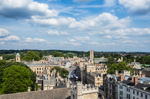 Skyline Of Oxford City UK From Carfax Tower Looking Along High Street Past Brasenose And All Souls University Colleges Towards South Park
