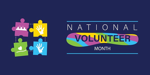 National Volunteer month is observed every year in April, to honoring all of the volunteers in our communities as well as encouraging volunteerism throughout the month. Vector illustration
