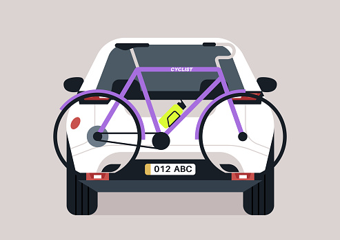 Road Trip Readiness, A Hatchback car Equipped with a rear-mounted bicycle rack