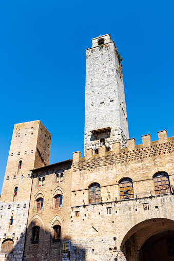 Stone tower of San Gimignano, Tuscany, Italy, Europe