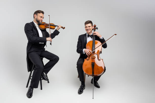 istock Guys musicians playing contrabass and violin 2150704976