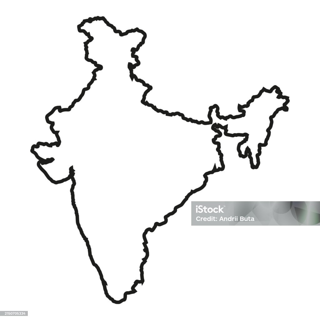 Vishv Map Outline Vector Outline Sketch Of India Map Vector Art Stock Illustration - Download ...