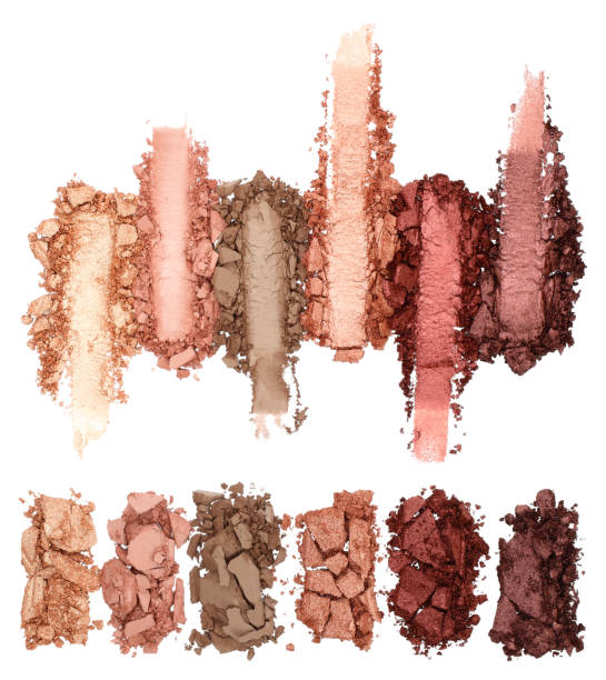 istock Set of Broken and Smashed Make-Up Eyeshadow Palletes, isolated on transparent background, top view 2150708727