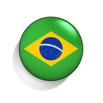 Badge with Flag of Brazil isolated on the white background