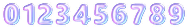 istock Holographic balloon number. 3D render illustration set 2150713443