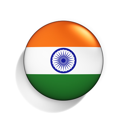 Badge with Flag of India isolated on the white background