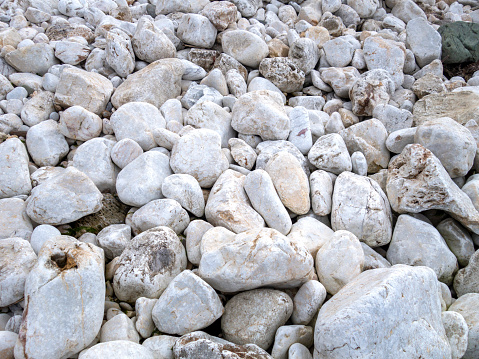 A mixture of pebbles on the beach