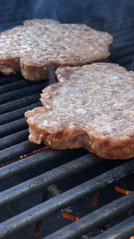 Hamburger patties on Barbecue