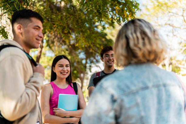 istock Young student friends talking outdoors 2150720366