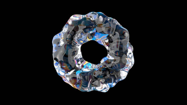 istock Glass circle shape. Black background. Abstract illustration, 3d render. 2150722310
