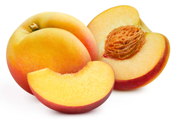 istock Juicy peach isolated on the white background 2150725192